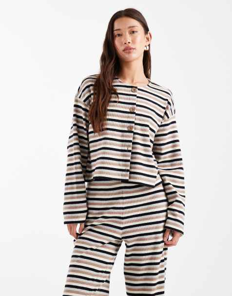 Miss Selfridge stripe brushed rib cardigan (part of a set) - view 1