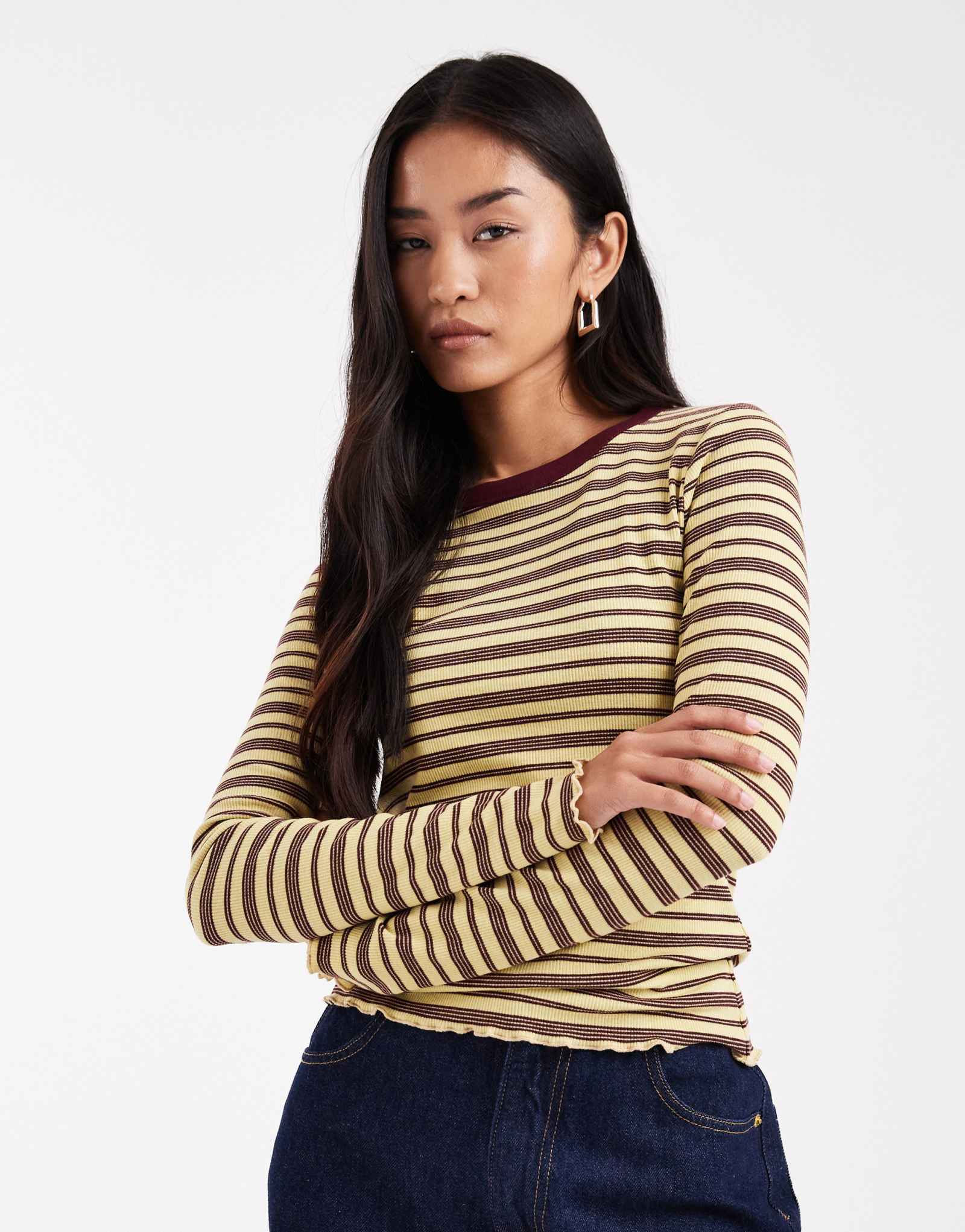 Футболка в полоску с длинным рукавом Miss Selfridge