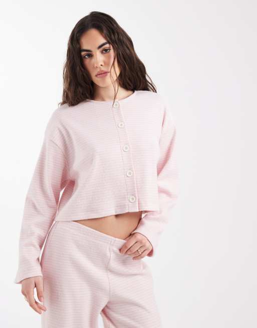 Miss Selfridge stripe rib set in pink, 3 of 3