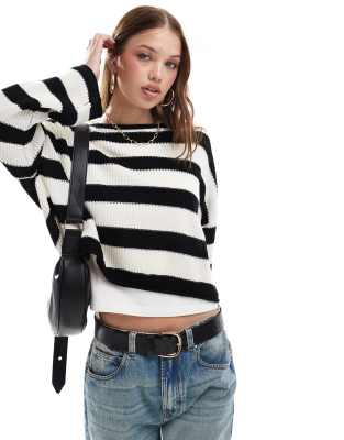 stripe slouchy sweater-Multi