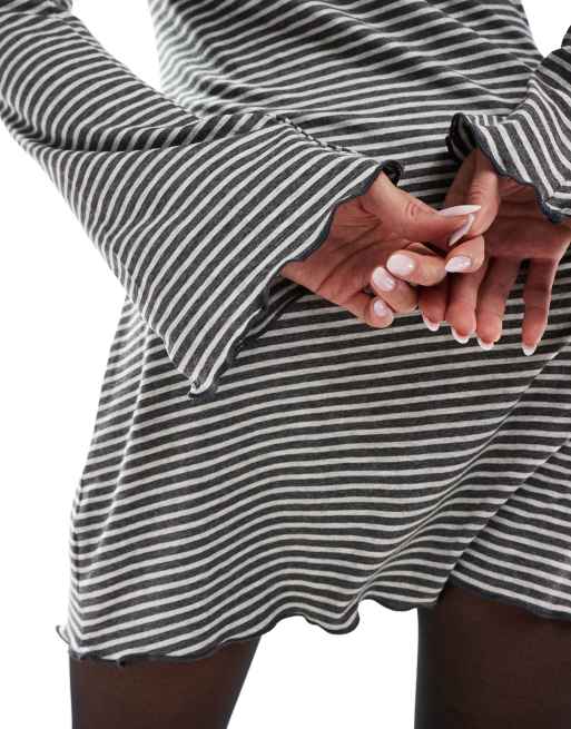 Miss Selfridge stripe soft brushed rib fit and flare dress, 4 of 4
