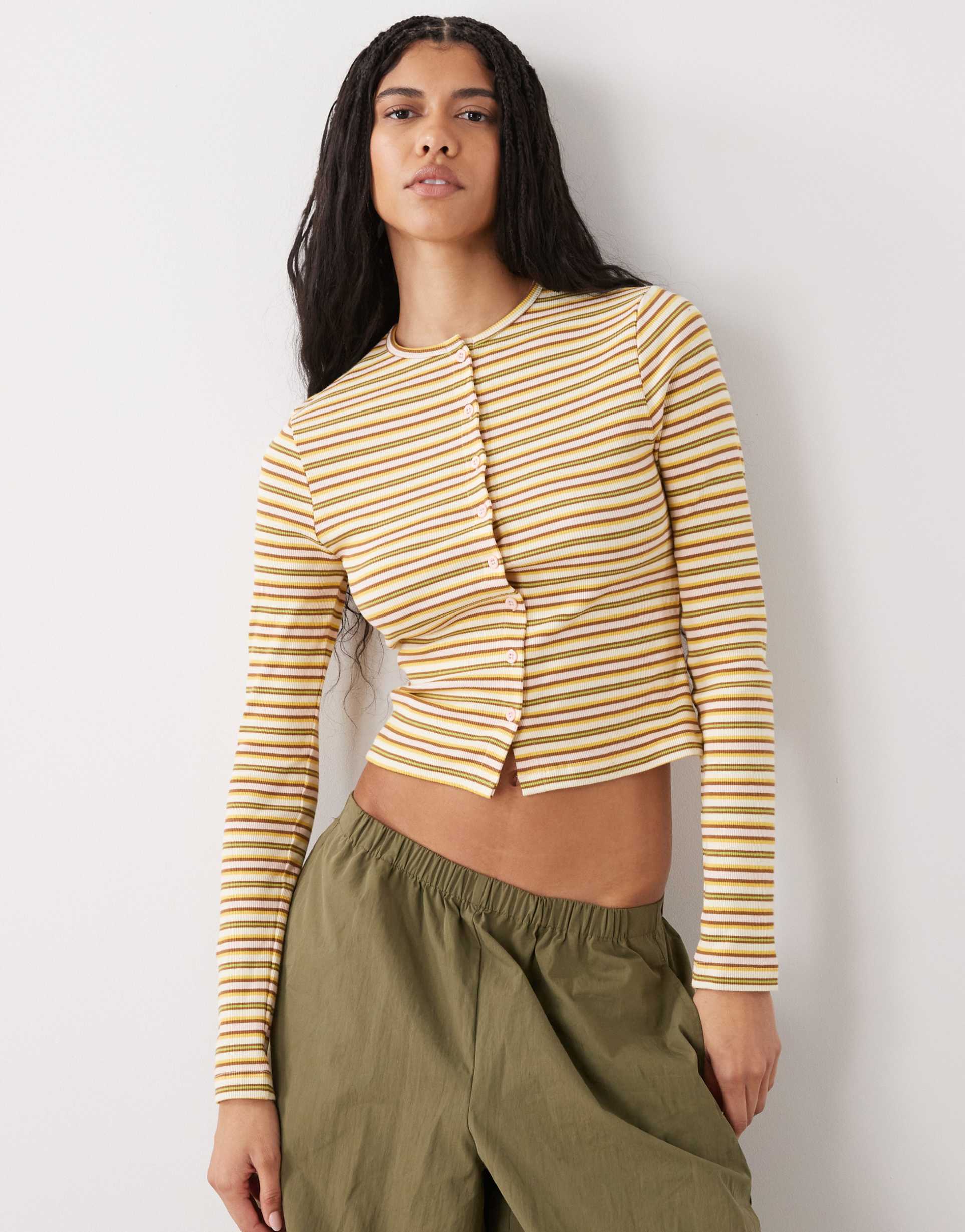 miss selfridge striped button up top
