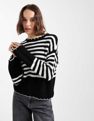 Miss Selfridge Striped Chunky Sweater In Multi