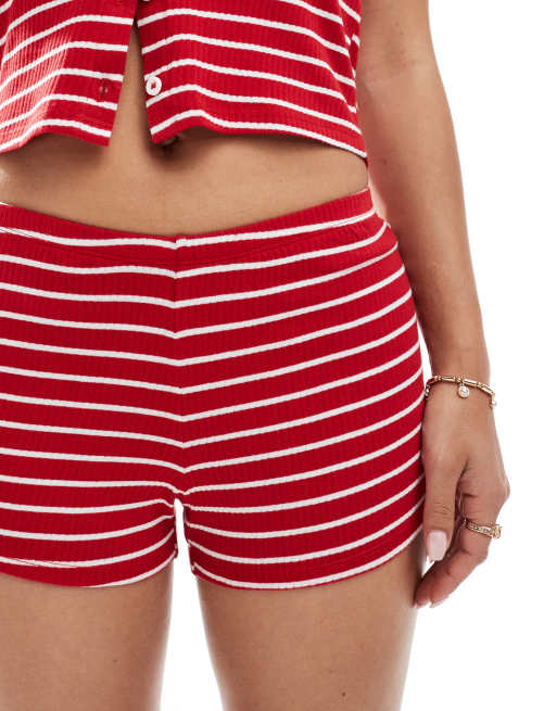 Miss Selfridge striped ribbed micro shorts