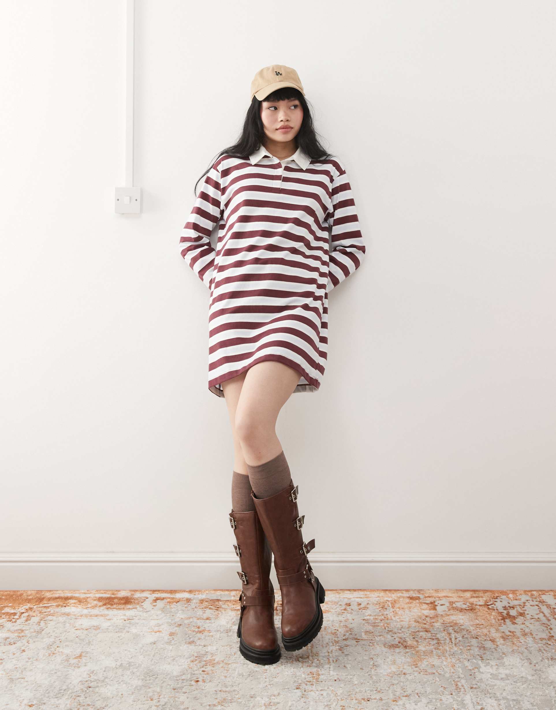 miss selfridge striped rugby long sleeve dress