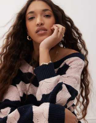 Shop Miss Selfridge Striped Slouchy Sweater In Multi