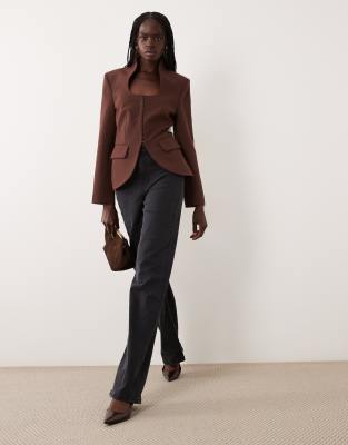 Miss Selfridge Structured Blazer In Brown