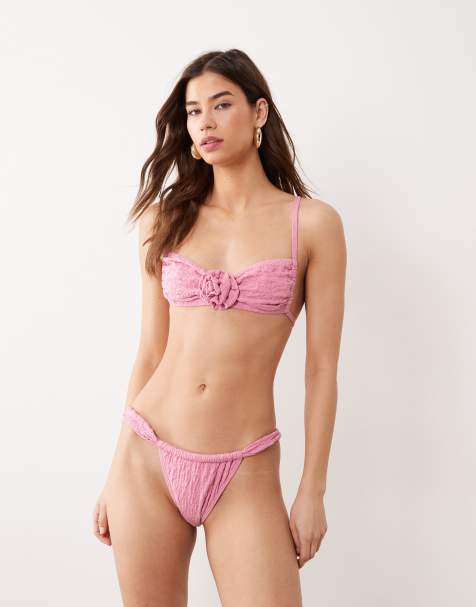 Miss Selfridge – Strukturierter Bikini in gedecktem Rosa - view 1
