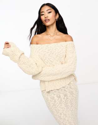 Miss Selfridge - Strukturierter, locker geschnittener Bouclé-Strickpullover in Beige, Kombiteil-Neutral