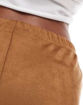 Miss Selfridge Suede Look Booty Shorts In Brown