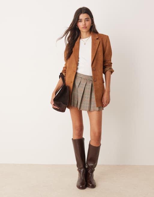 Miss Selfridge suedette blazer in tan, 2 of 4