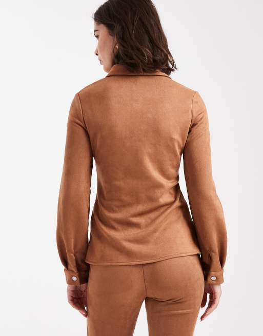 Miss Selfridge suedette fitted shirt, 4 of 4