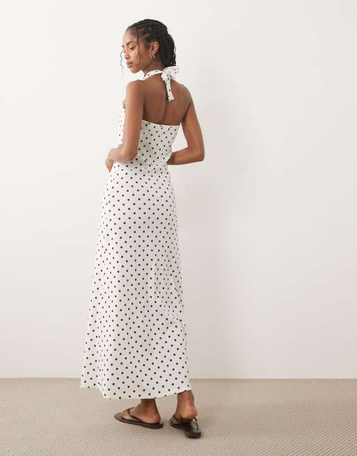 Miss Selfridge – Sukienka maxi z dekoltem typu halter w groszki, 3 z 4