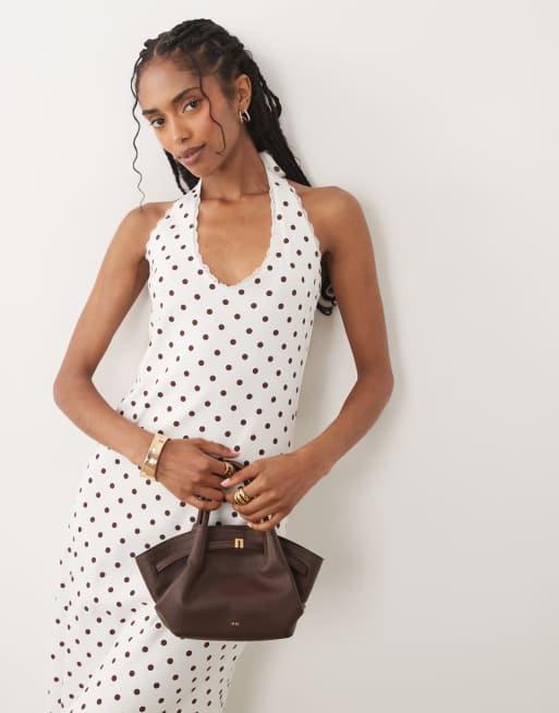 Miss Selfridge – Sukienka maxi z dekoltem typu halter w groszki, 4 z 4