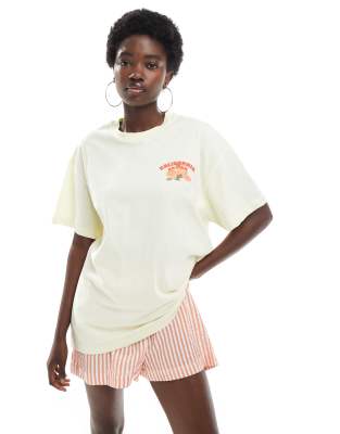 miss selfridge summer fresh oranges graphic oversized tee in natural