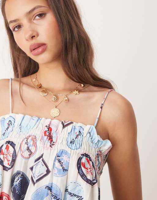 Miss Selfridge summer mini smock dress in vacation print