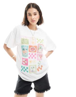 summer postcard graphic front print tee in white