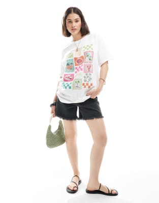 Miss Selfridge Summer Postcard Graphic Front Print Tee In White