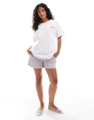 Miss Selfridge Summer Smoothies Graphic Oversized Tee In White