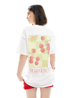 summer tomato back print graphic tee in white