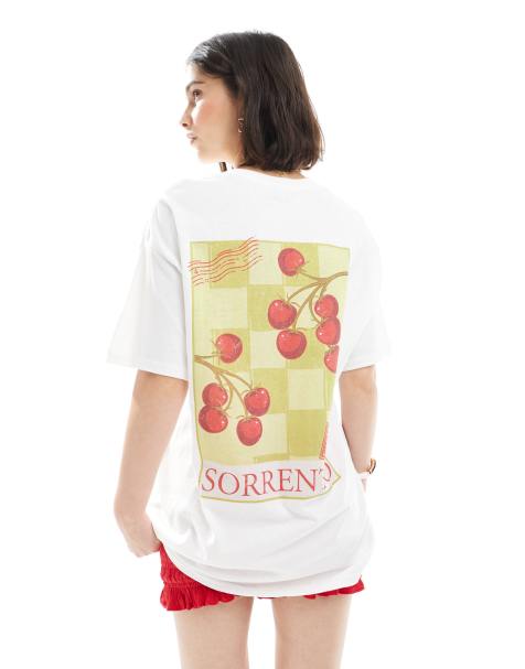 Miss Selfridge summer tomato back print graphic tee in white - view 1