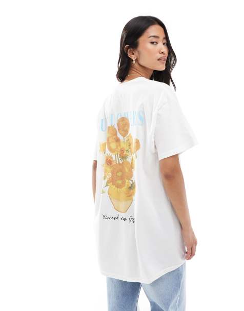 Miss Selfridge sunflower oversized tee in white - view 1