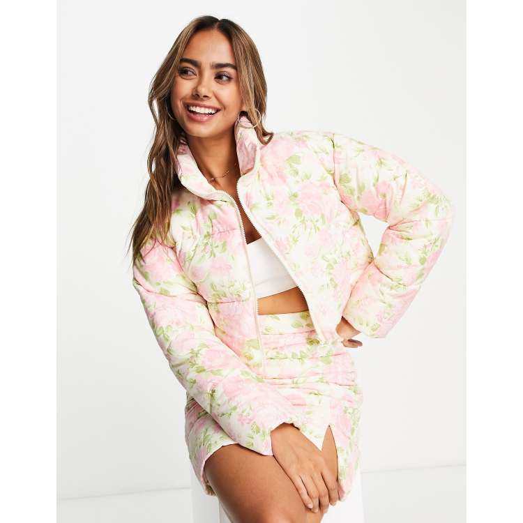 Miss selfridge pink puffer jacket best sale