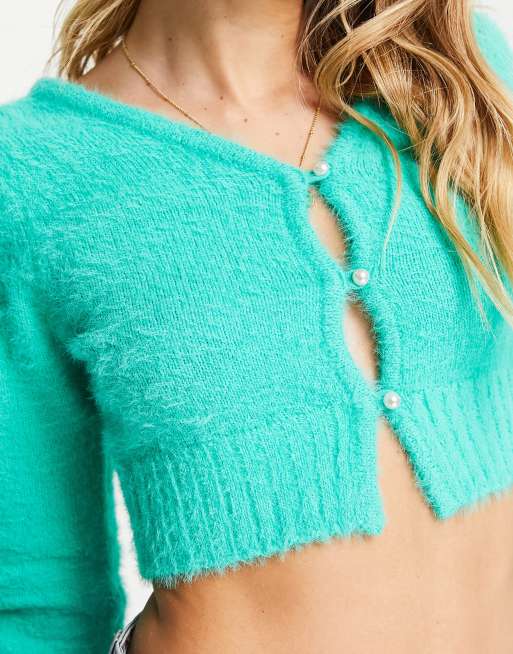 Green Knitted Super Cropped Sweater, Knitwear