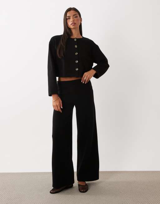 Miss Selfridge super soft cardigan co-ord in black, 2 of 4