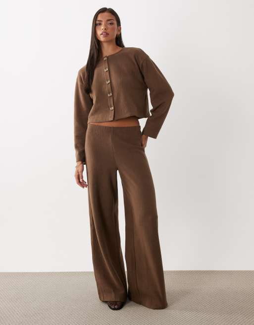 Miss Selfridge super soft cardigan co-ord in chocolate, 2 of 4