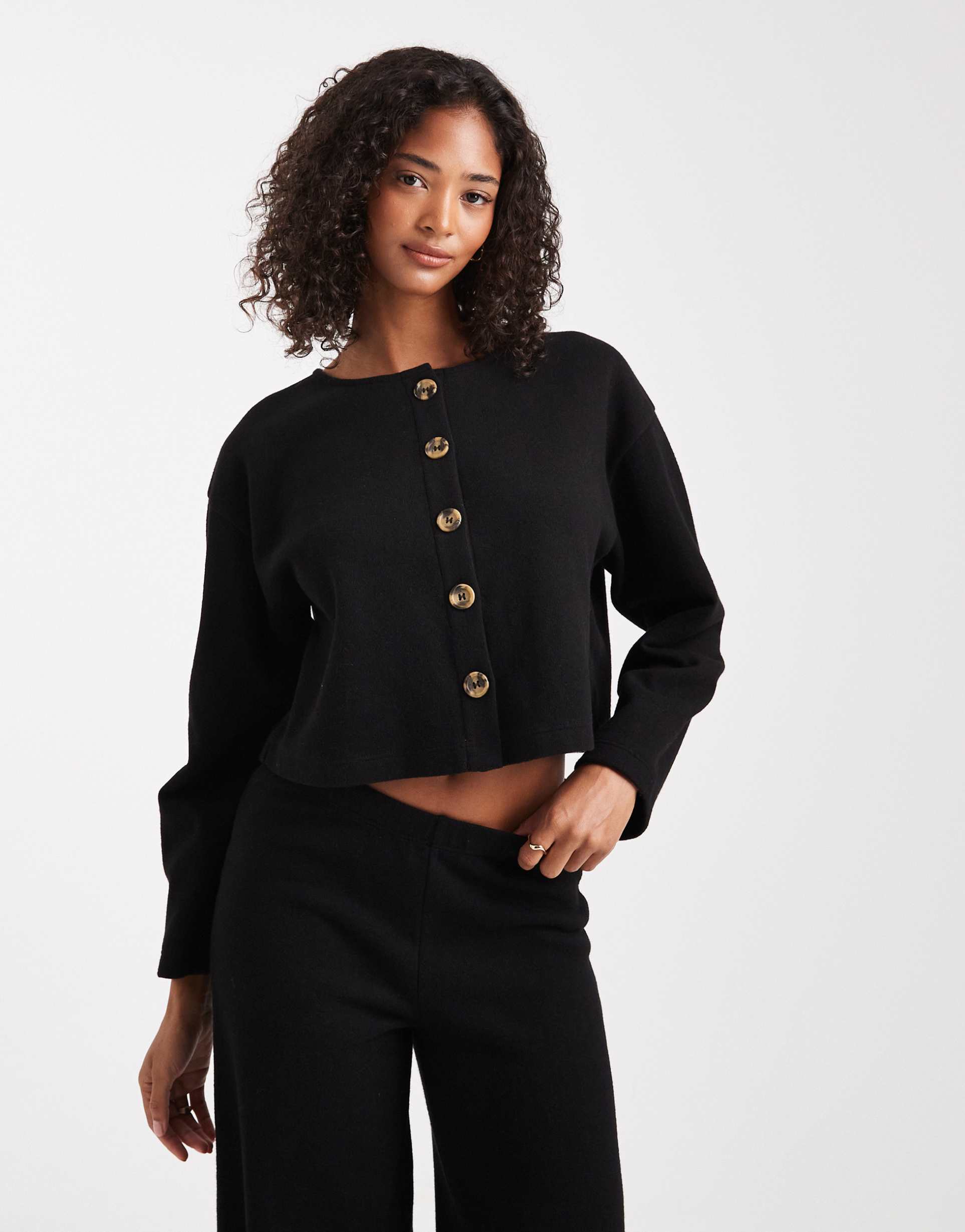 miss selfridge super soft cardigan in black - part of a set