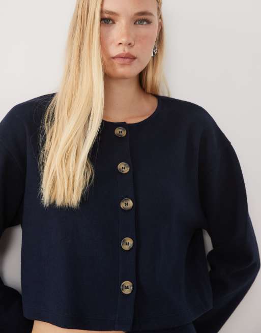 Miss Selfridge super soft cardigan in navy (part of a set), 4 of 4