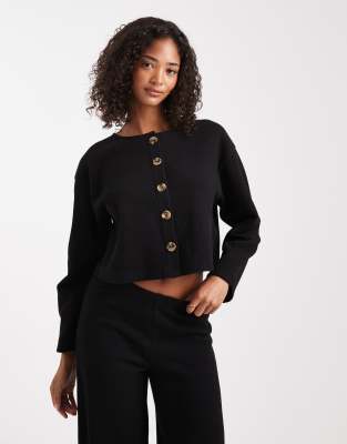 Miss Selfridge Super Soft Cardigan Set In Black