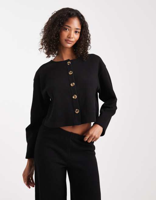 Miss Selfridge super soft cardigan set in black