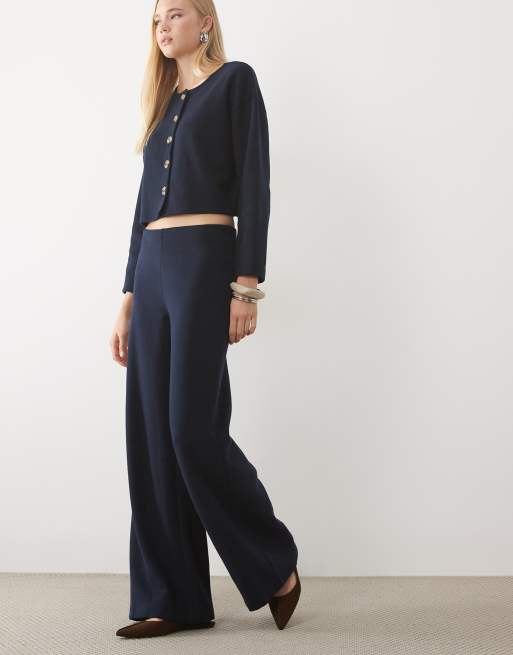 Miss Selfridge super soft pant co-ord in navy , 3 of 5
