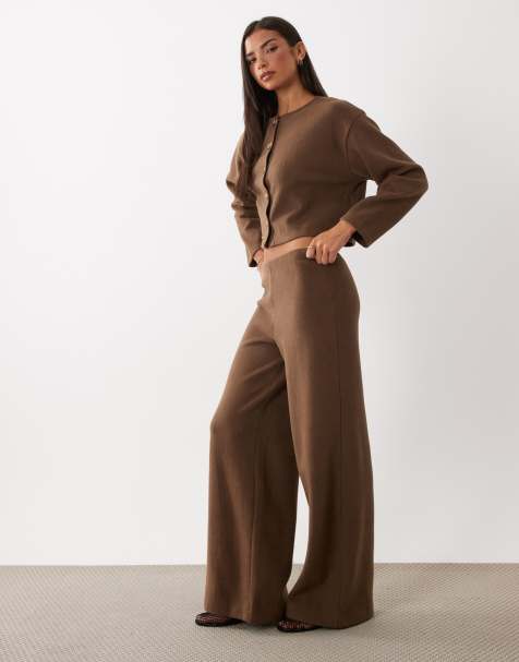 Miss Selfridge super soft pants in chocolate - part of a set - view 1