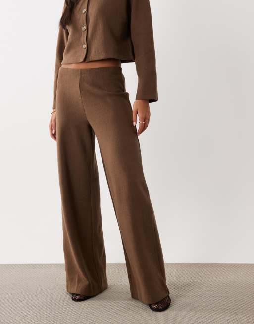Miss Selfridge super soft pants in chocolate (part of a set), 2 of 5