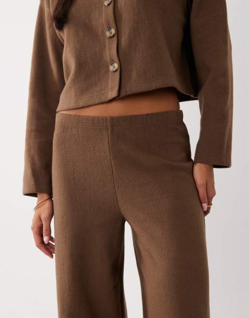 Miss Selfridge super soft pants in chocolate (part of a set), 3 of 5
