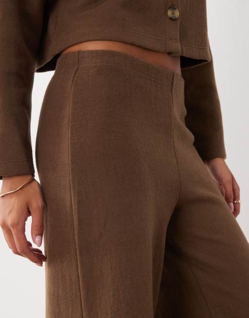 Miss Selfridge super soft pants in chocolate (part of a set), 4 of 5