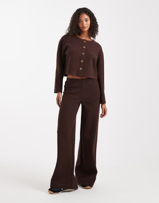 Miss Selfridge super soft pants set in chocolate