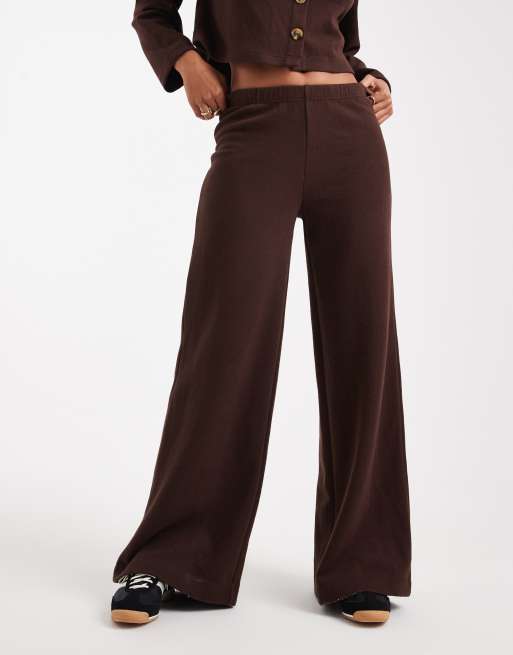Miss Selfridge super soft trouser co-ord in chocolate, 3 of 5