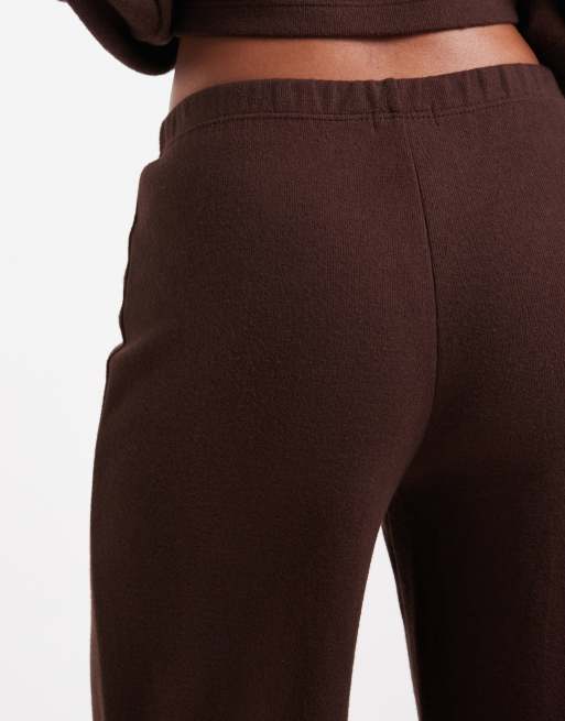 Miss Selfridge super soft trouser co-ord in chocolate, 4 of 5