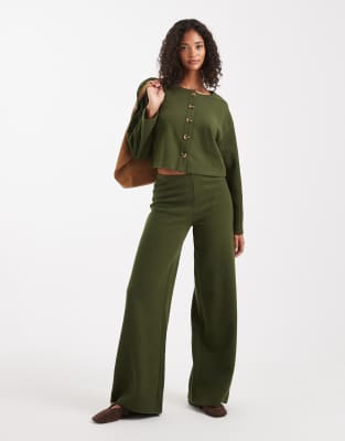 Miss Selfridge Miss Selfridge super soft trouser co-ord in olive-Green