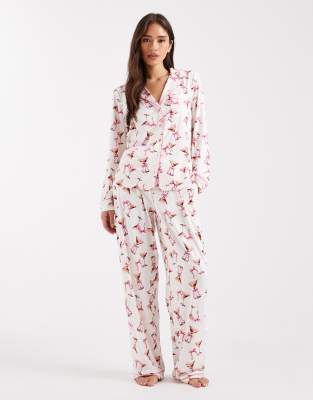 Miss Selfridge - Superweicher Pyjama mit Cocktail-Printmuster-Bunt