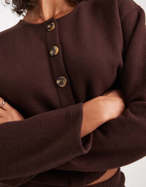 Miss Selfridge - Superzacht vest van set in chocoladebruin, deel van co-ord set, 2 van 4