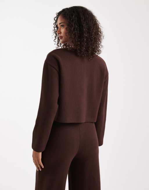 Miss Selfridge - Superzacht vest van set in chocoladebruin, deel van co-ord set, 4 van 4
