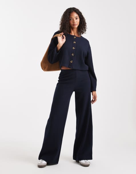 Miss Selfridge - Superzachte broek in marineblauw, deel van co-ord set - view 1
