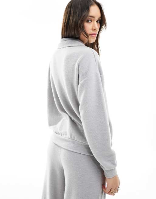 Miss Selfridge - Superzachte sweater met rits in grijs, deel van co-ord set, 3 van 4