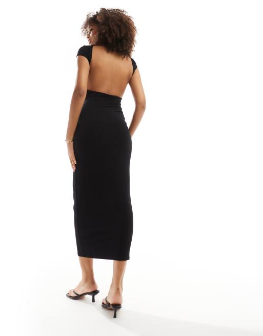 Miss Selfridge – Svart maxiklänning med holkärmar och bar rygg, 2 av 4
