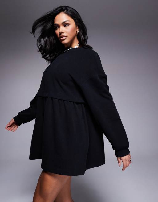 Miss Selfridge – Svart, mjuk och ribbad smockklänning, 4 av 4